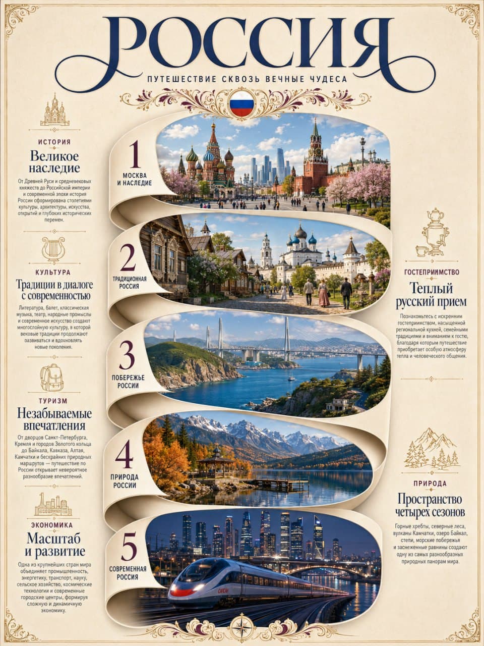 Эстетичные постеры для путешествий в GPT — результат промпта, вариант 1