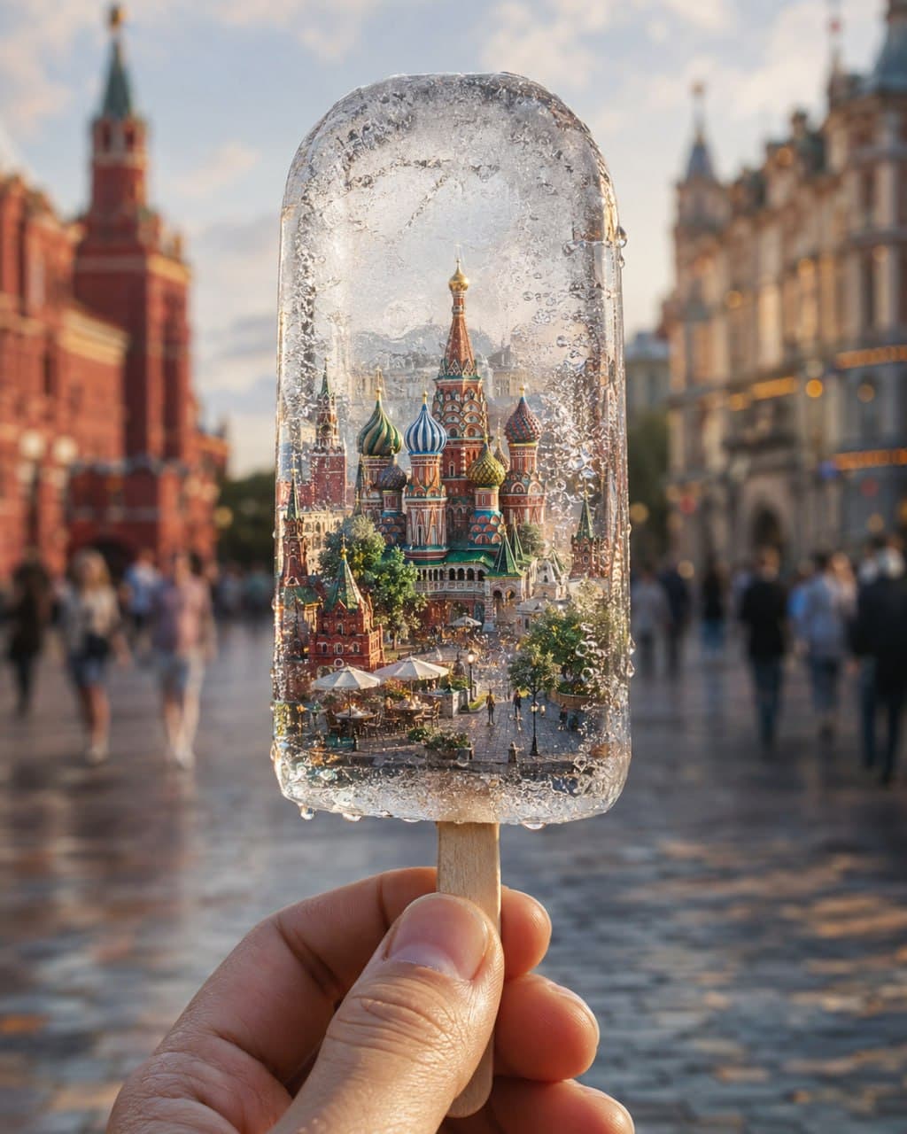 Город внутри мороженного в GPT Image — результат промпта, вариант 1