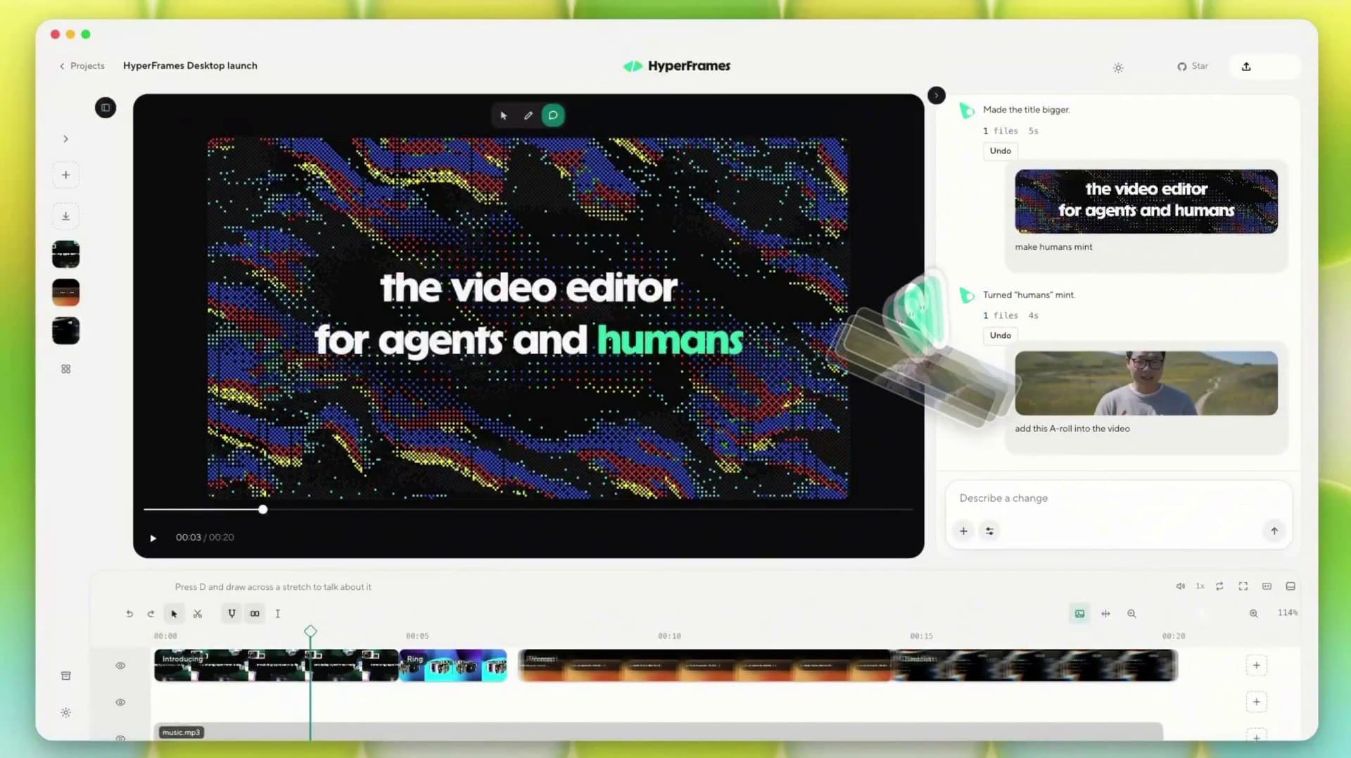 HyperFrames Studio представила AI-монтаж видео через текстовые команды и ручное редактирование