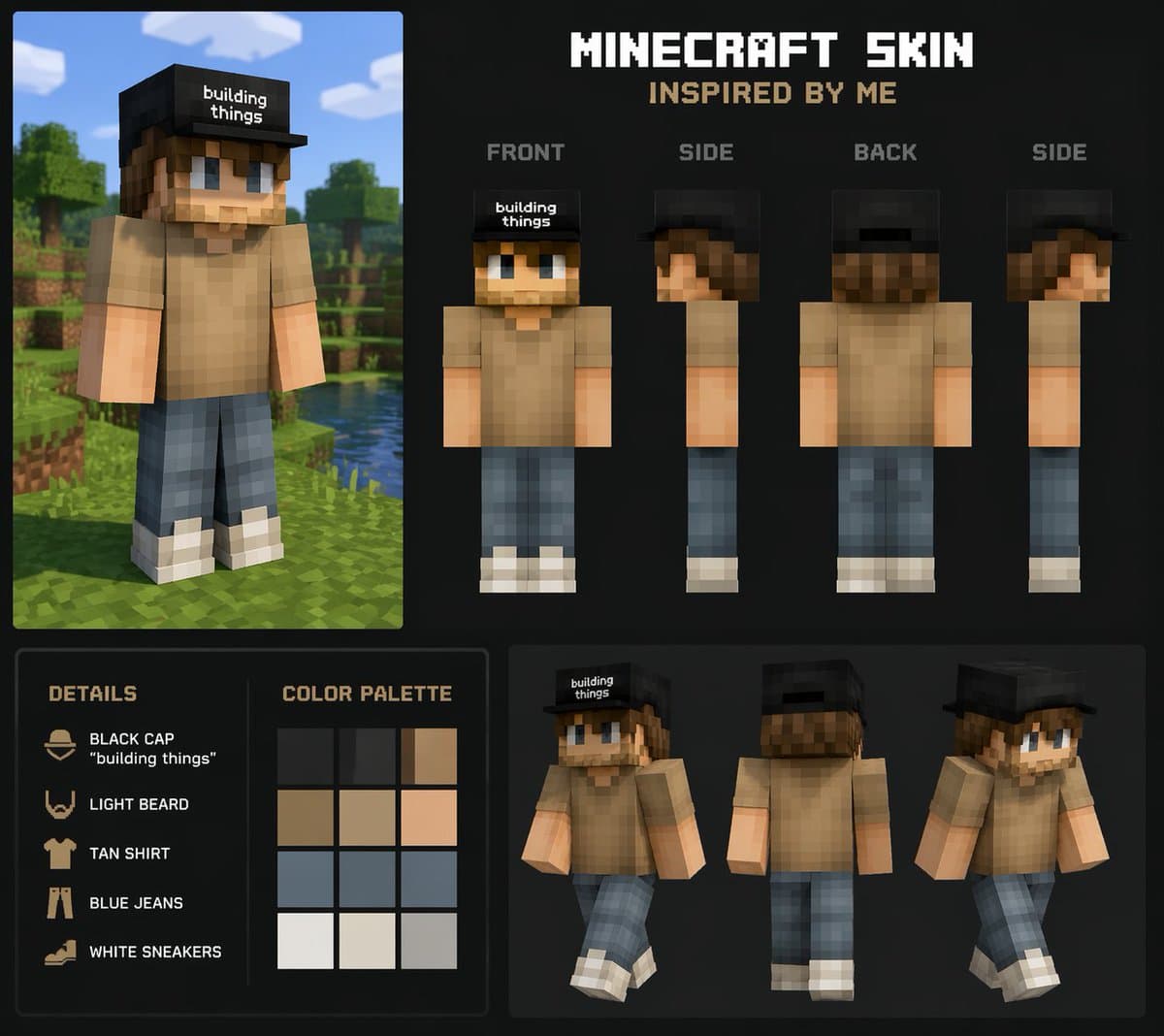 Создание скина в стиле Minecraft по вашему образу — промпт GPT-Image — результат промпта