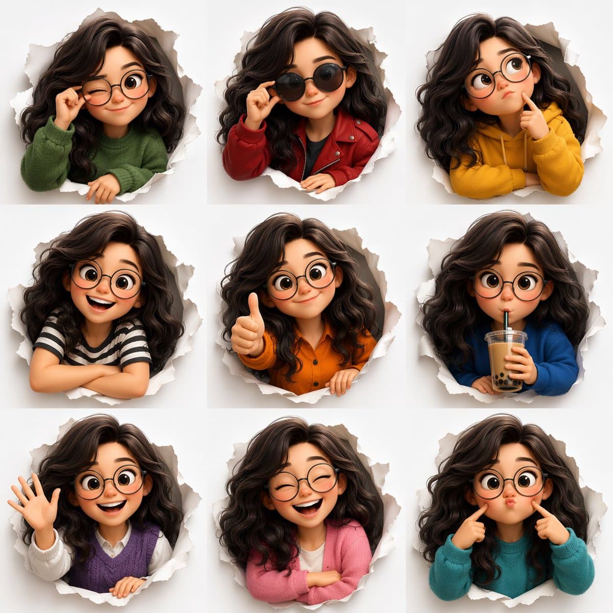 3D-анимация с выражениями персонажа в стиле Pixar — промпт GPT-Image — результат промпта