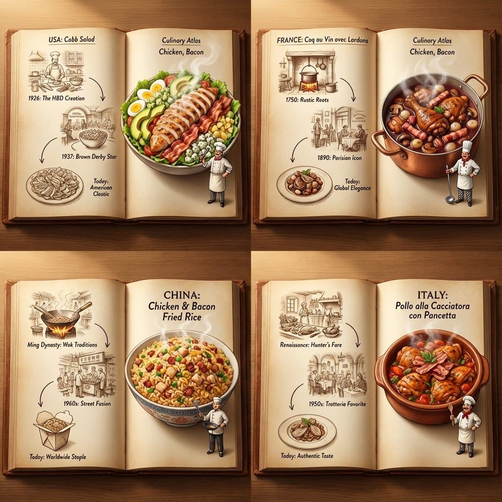 Кулинарная атлас с блюдами — результат промпта, вариант 1