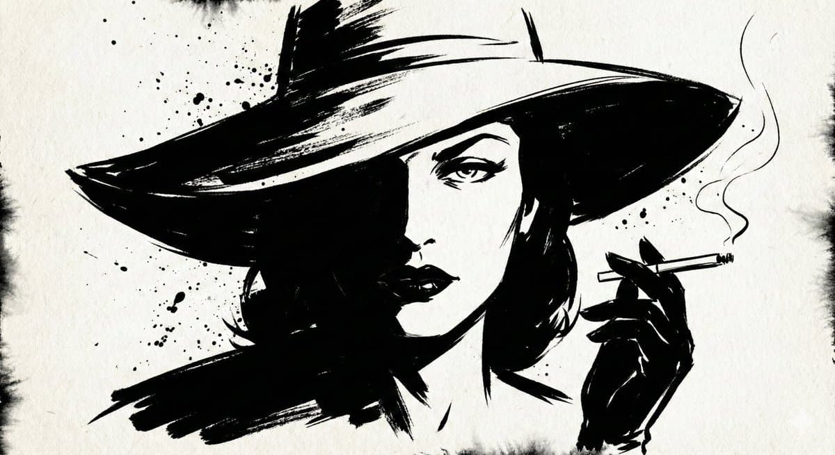 Черно-белый портрет с выразительными штрихами — результат промпта, вариант 1