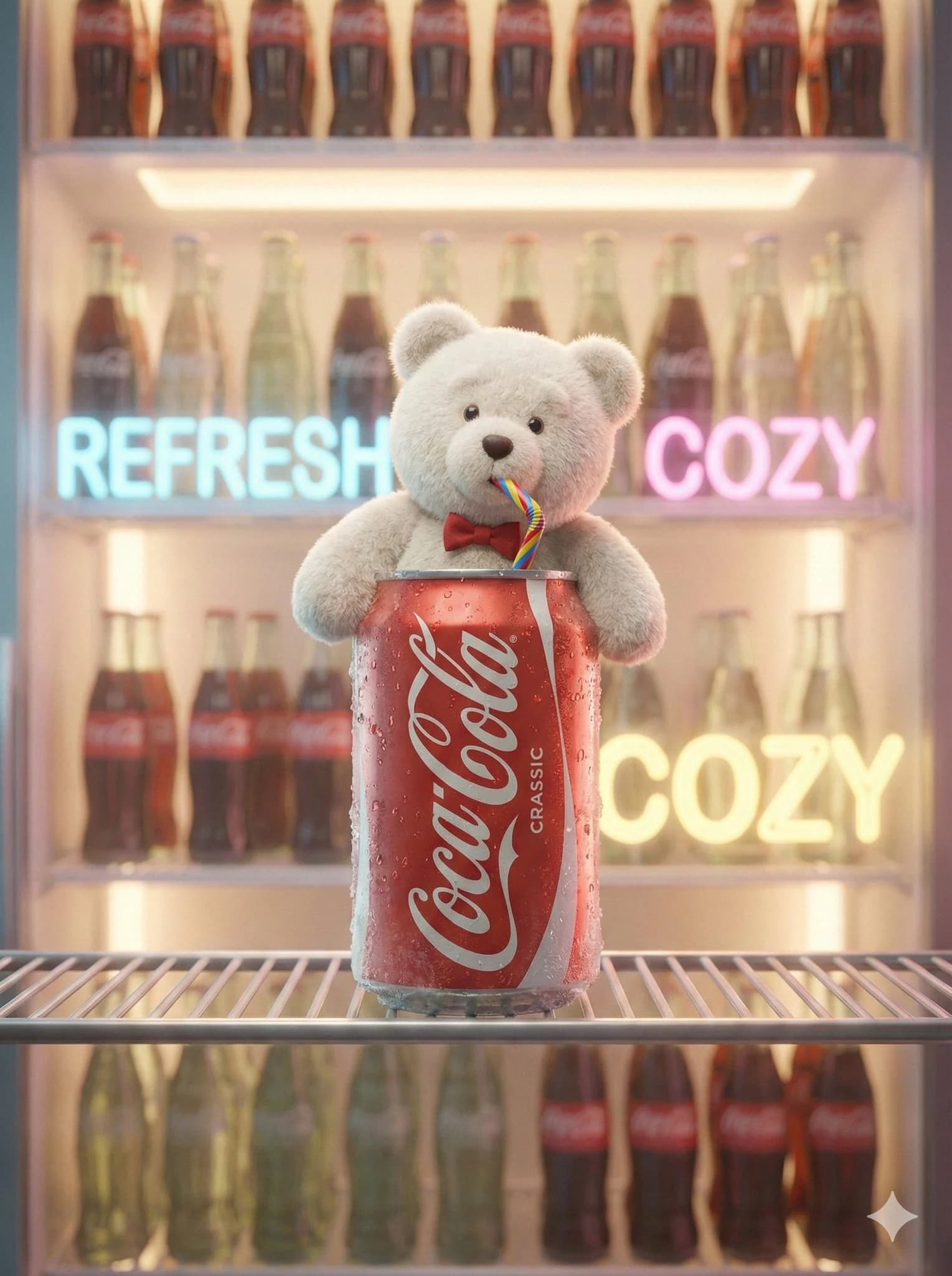 Мишка из банки Coca-Cola — результат промпта