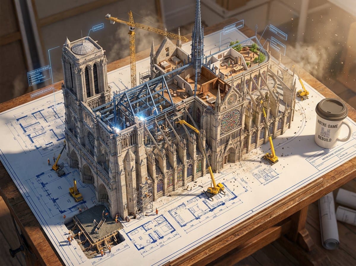 Эпическая 3D-сцена архитектурного проекта — результат промпта, вариант 1