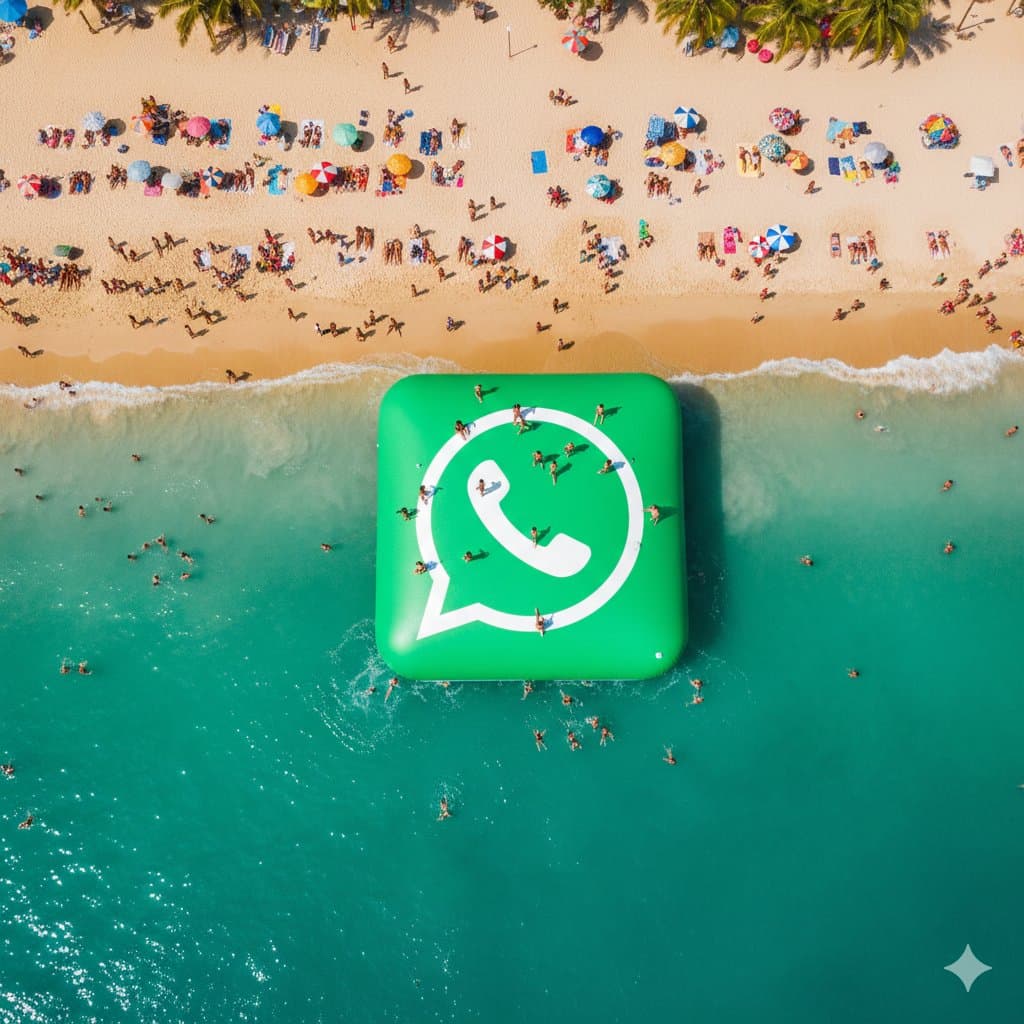 Огромный логотип WhatsApp на море — результат промпта, вариант 1