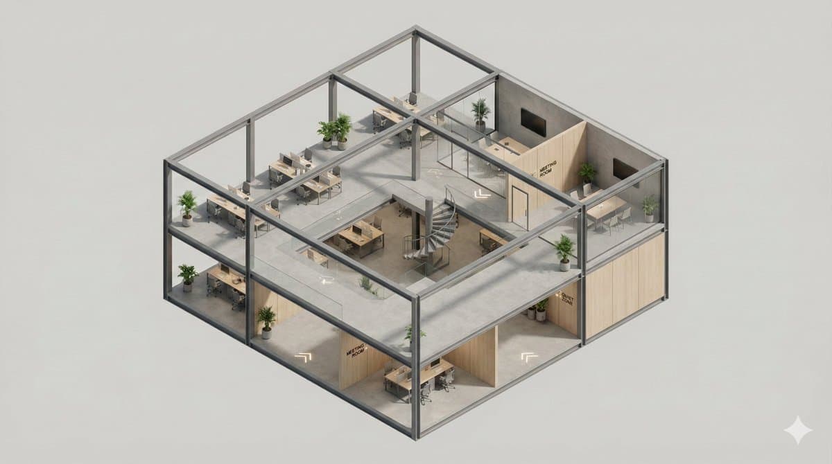 Минималистичный 3D-диорама здания — результат промпта, вариант 3