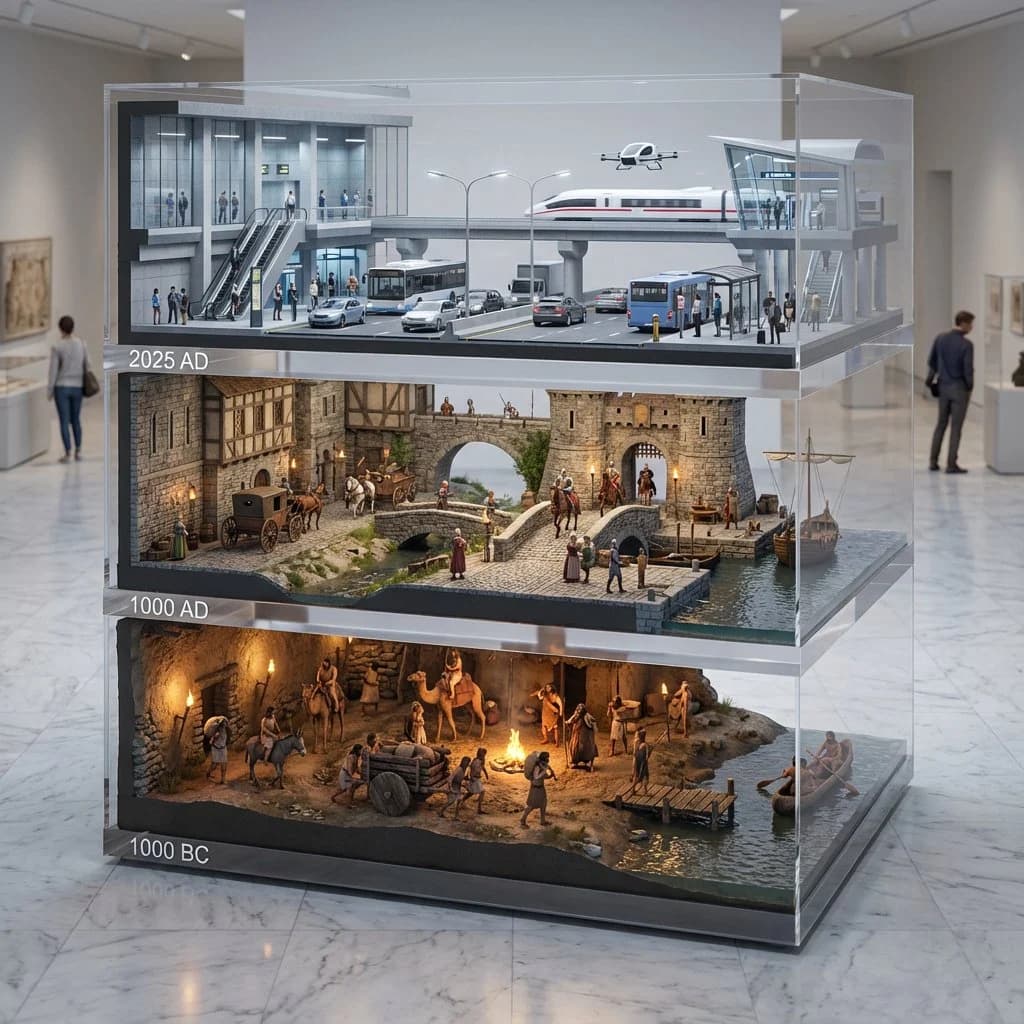 Эволюция транспорта в 3D — результат промпта, вариант 1
