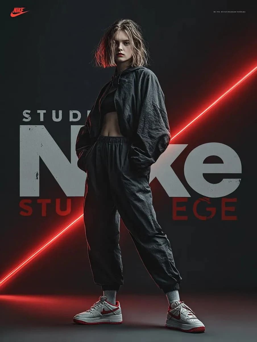 Модная реклама Nike в движении — результат промпта, вариант 1