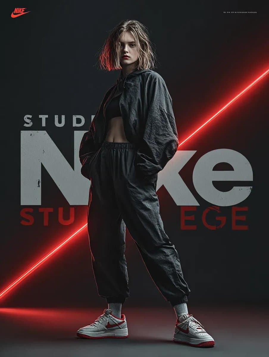Модная реклама Nike в движении — результат промпта, вариант 1