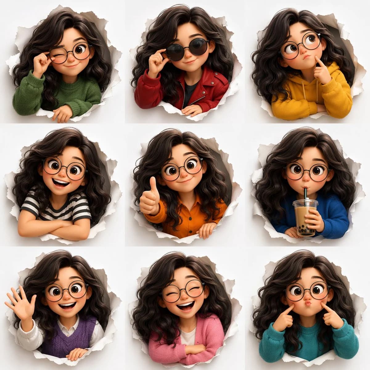 Эмоции милого персонажа в стиле Pixar — результат промпта