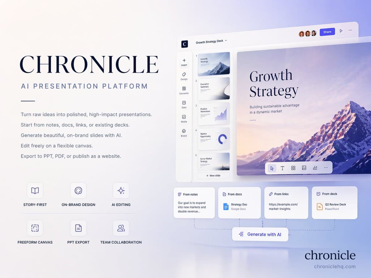 Элегантная обложка для презентации Chronicle — результат промпта
