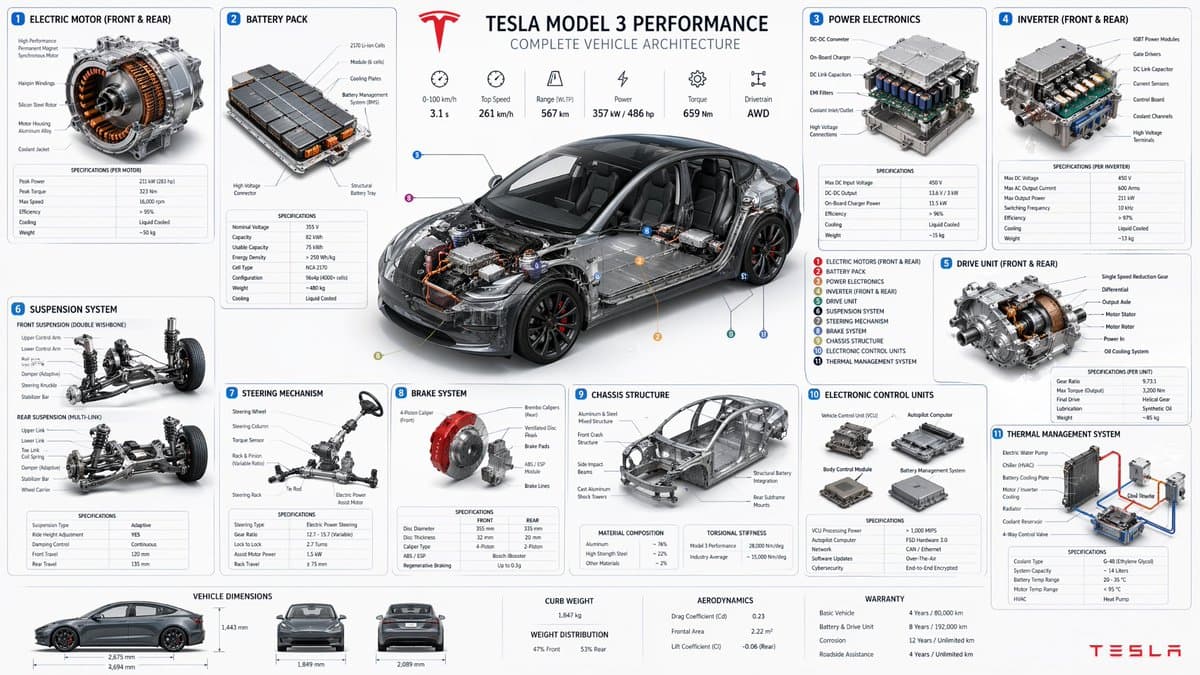 Детали основных частей Tesla — результат промпта