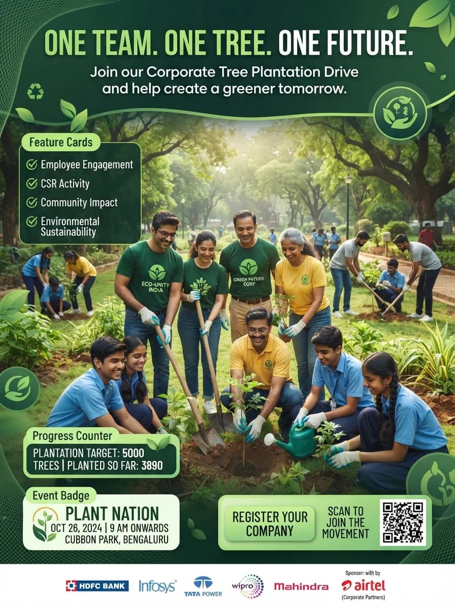 Дизайн плаката для кампании корпоративной социальной ответственности по посадке деревьев — результат промпта
