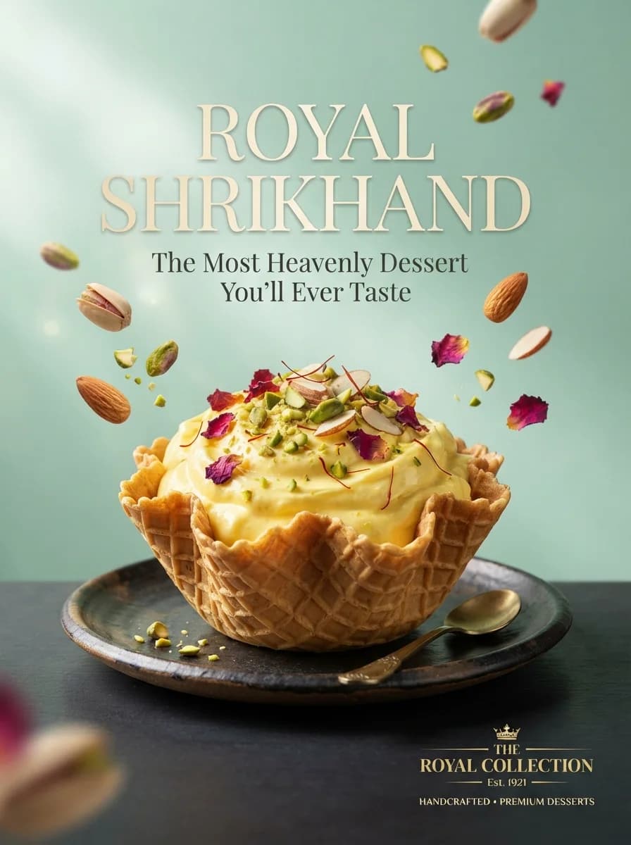 Реклама десерта премиум-класса Royal Shrikhand | Брендинг элитных сладостей — результат промпта