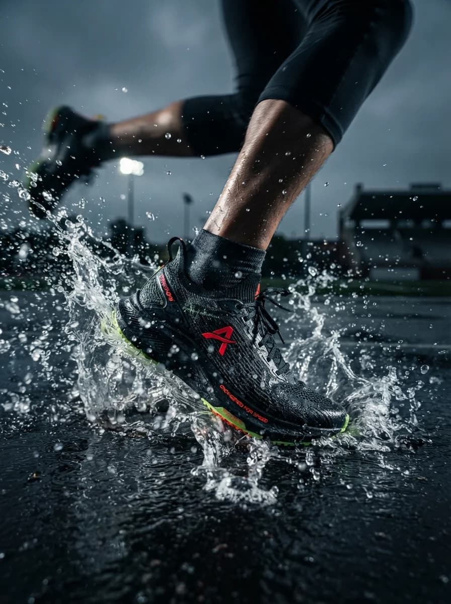 Реклама спортивной обуви Rain Splash — результат промпта