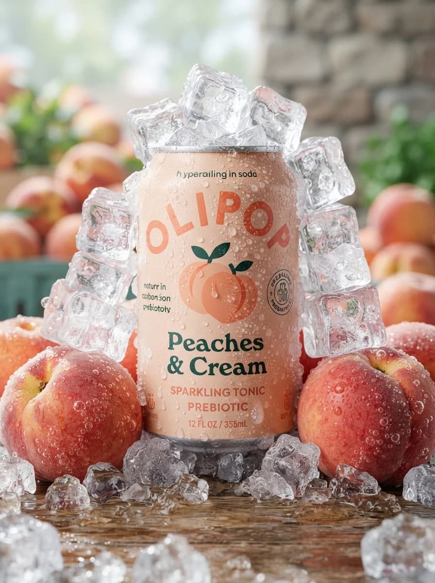 Ультрареалистичные фотографии банки газировки OLIPOP. — результат промпта