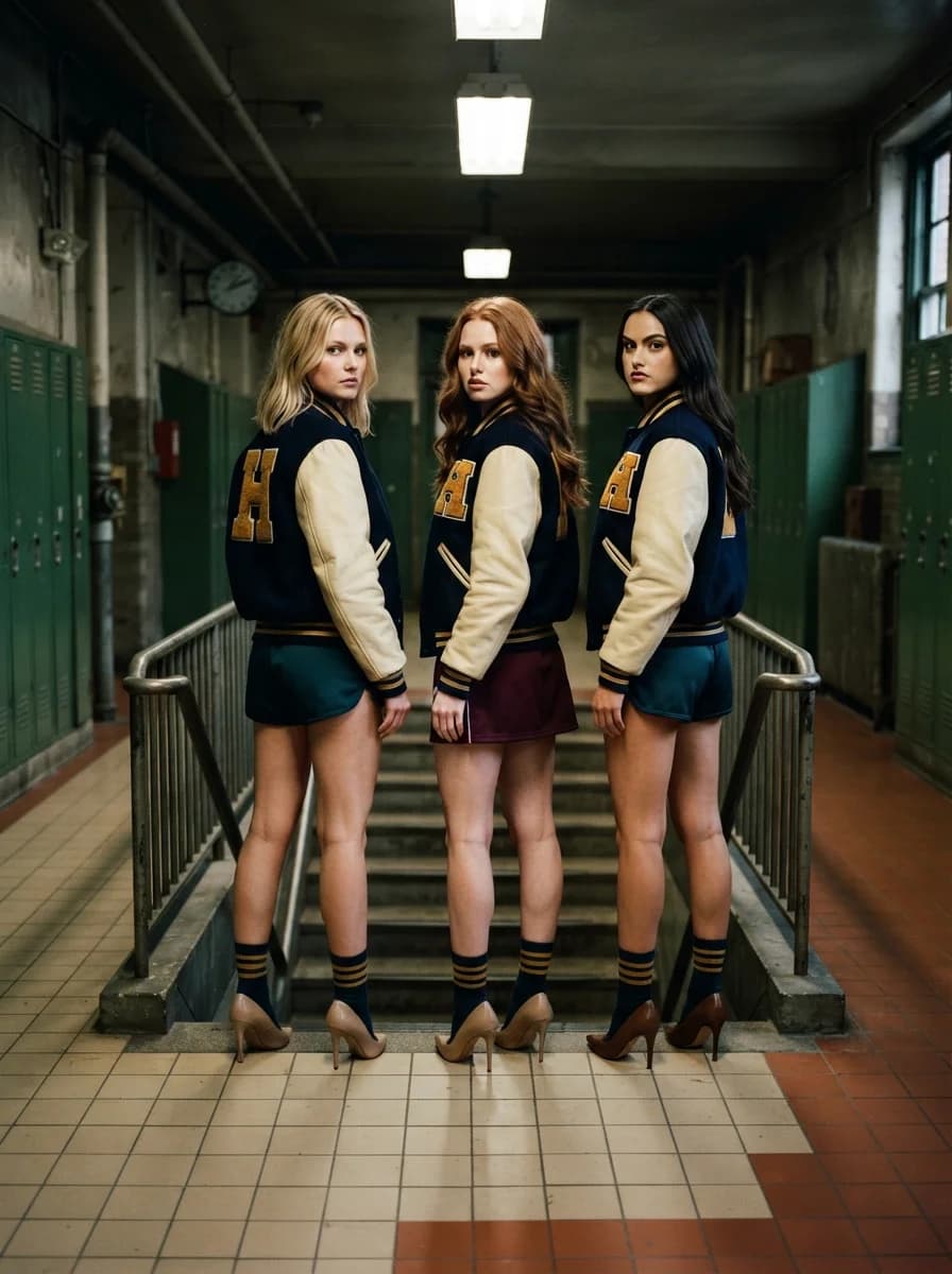 Задание для кинематографической редакционной фотографии (актеры сериала «Очень странные дела») — результат промпта
