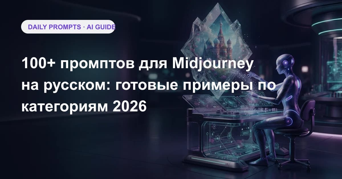 100+ промптов для Midjourney на русском: готовые примеры по категориям 2026