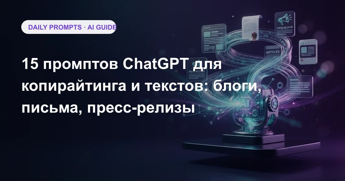 15 промптов ChatGPT для копирайтинга и текстов: блоги, письма, пресс-релизы