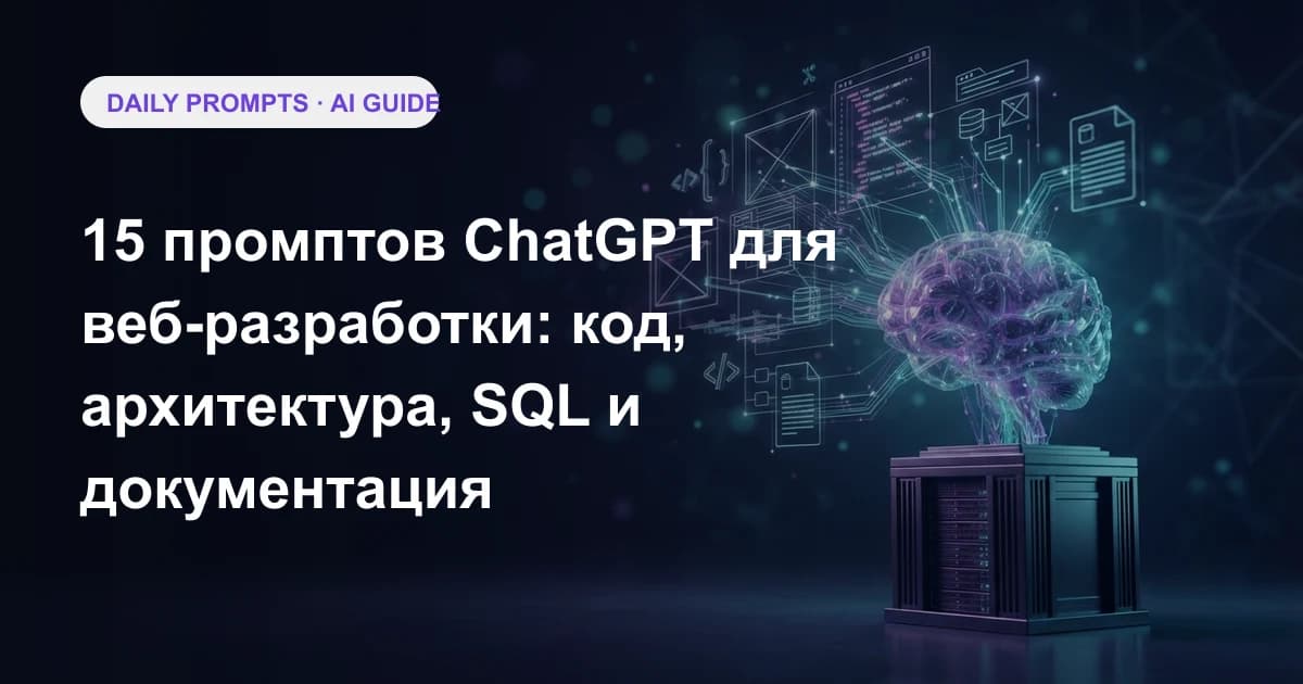 15 промптов ChatGPT для веб-разработки: код, архитектура, SQL и документация