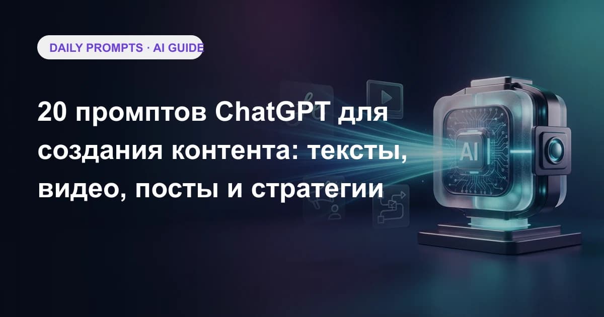 20 промптов ChatGPT для создания контента: тексты, видео, посты и стратегии