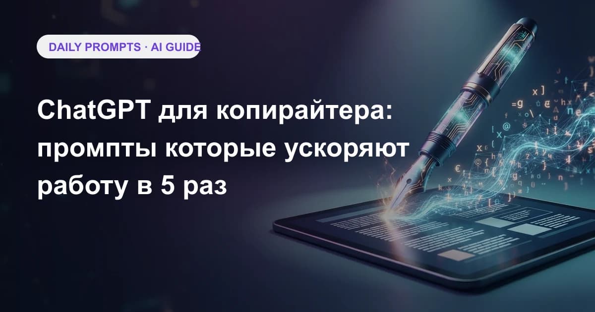 ChatGPT для копирайтера: промпты которые ускоряют работу в 5 раз