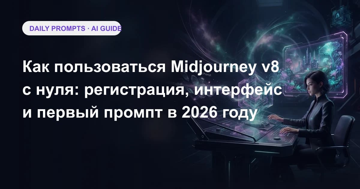Как пользоваться Midjourney v8 с нуля: регистрация, интерфейс и первый промпт в 2026 году
