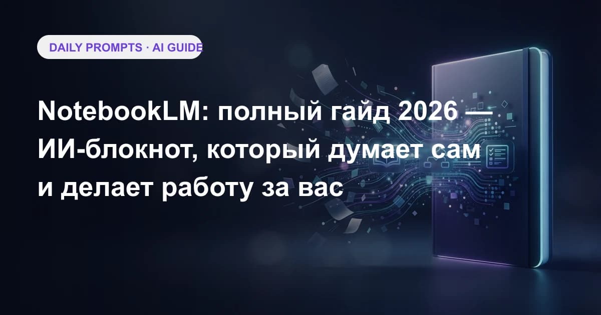 NotebookLM: полный гайд 2026 — ИИ-блокнот, который думает сам и делает работу за вас