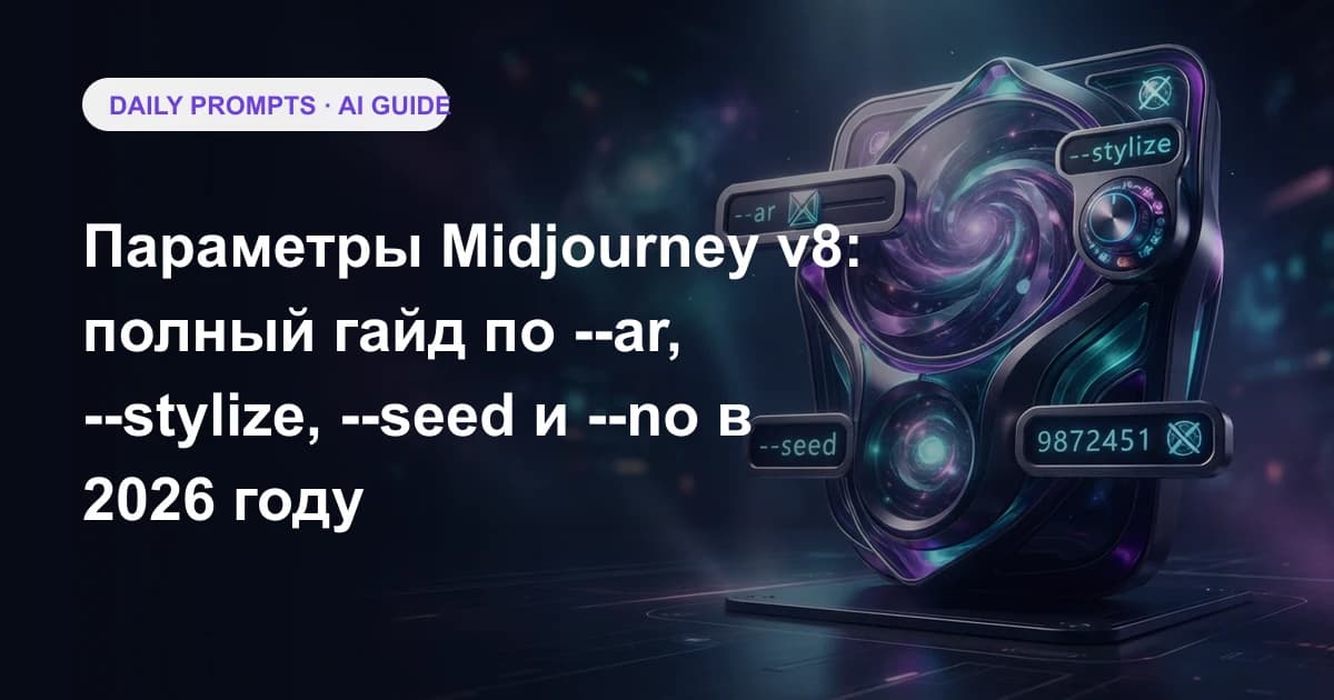 Параметры Midjourney v8: полный гайд по --ar, --stylize, --seed и --no в 2026 году