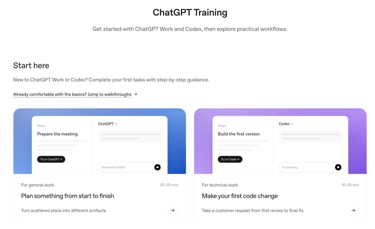 OpenAI собрала официальную шпаргалку по ChatGPT Work и Codex